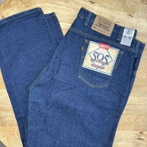 New Vintage 90s Levi’s 505 Blue Straight Leg Men’s Size 44 x 30 Orange Tag - Picture 1 of 7